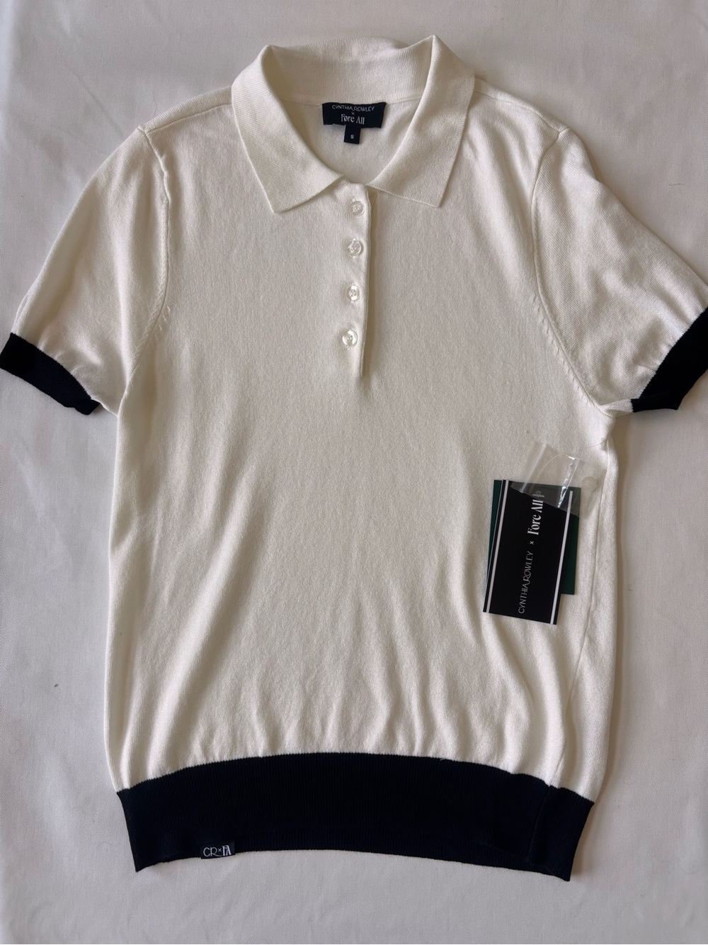 Cynthia Rowley Peony Polo - Cloud White with Black Tag